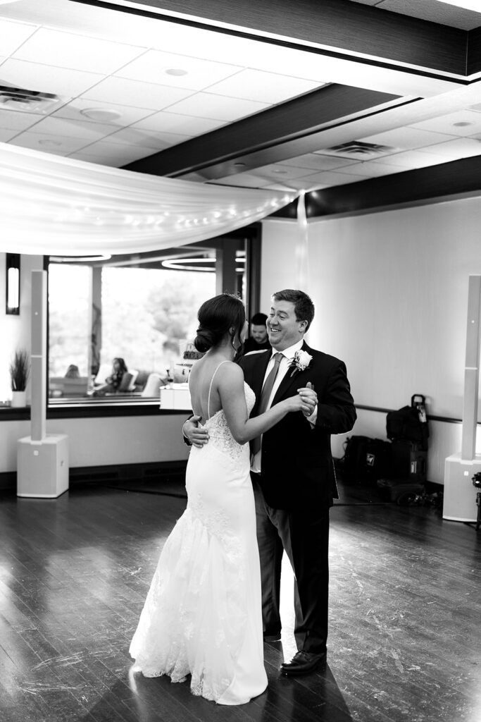 Bride and groom first dance at olympic hills golf club