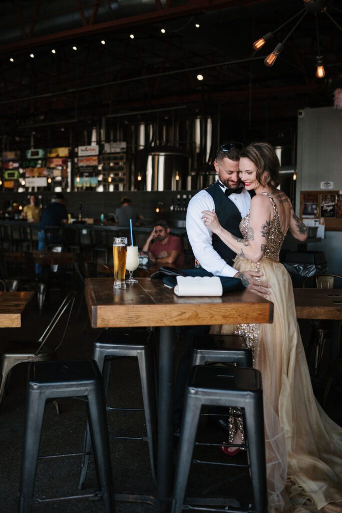 Bride and groom at North Garden Theater wedding venue in St Paul Minnesota