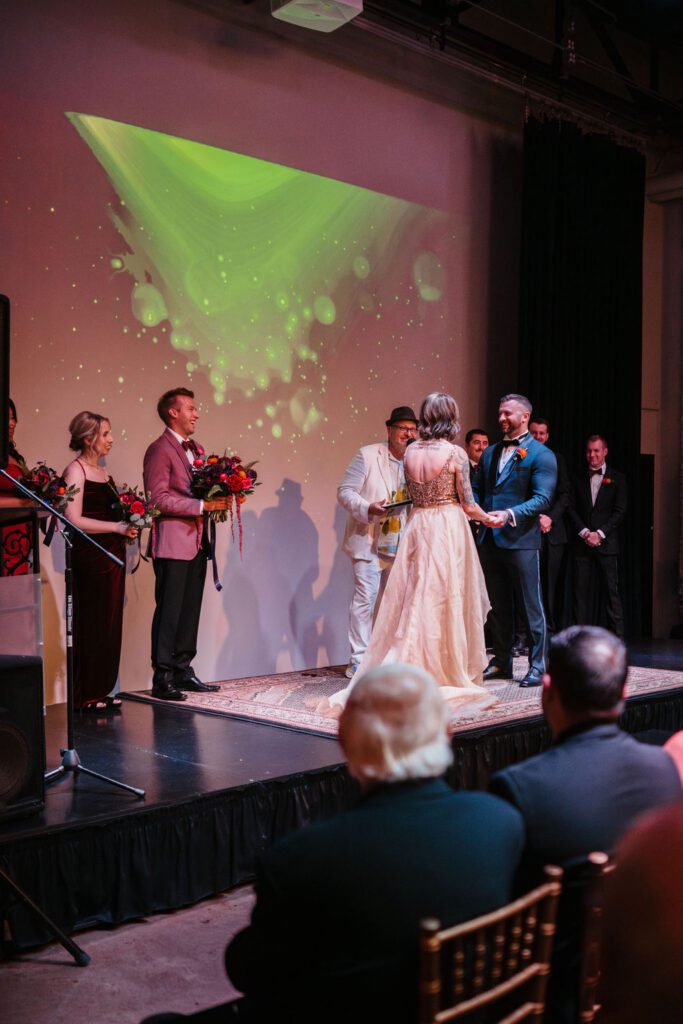 Wedding ceremony at North Garden Theater wedding venue in St Paul Minnesota