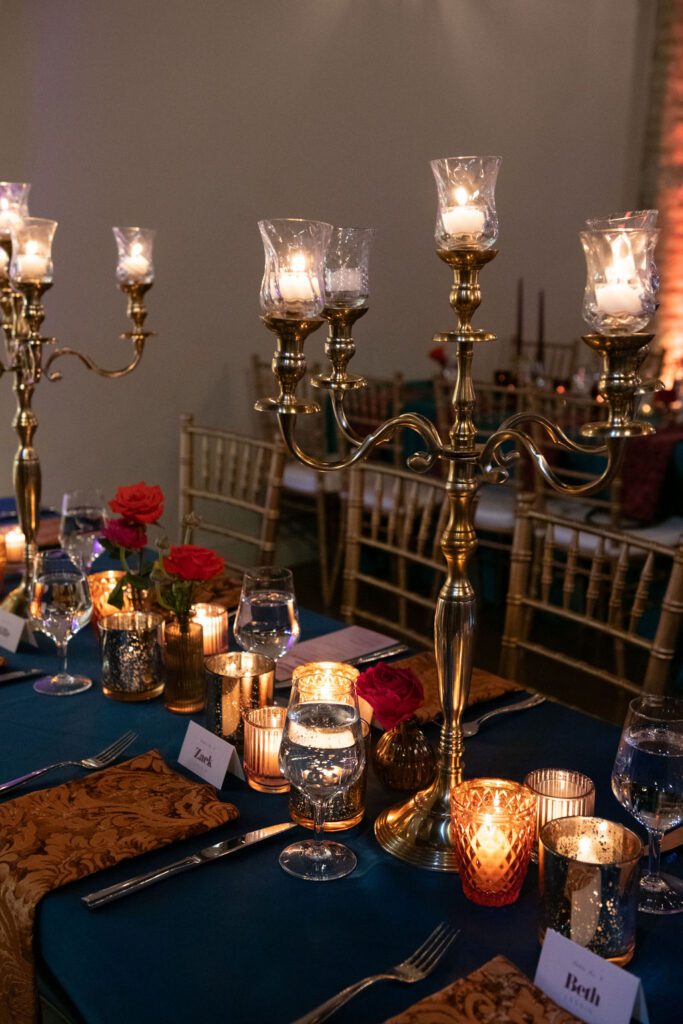 Table decor at North Garden Theater wedding venue in St Paul Minnesota