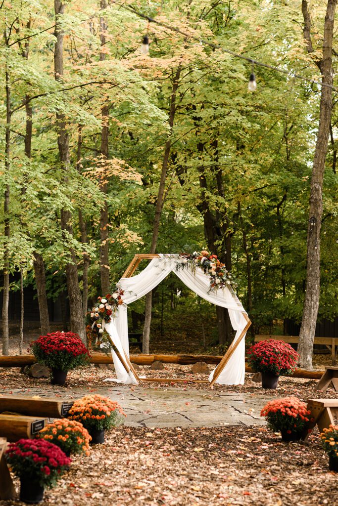 Ceremony space at Camp Fire Minnesota wedding venue