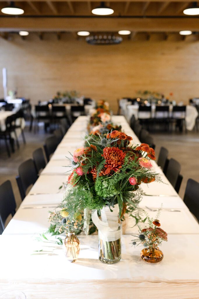 Florals at Camp Fire Minnesota wedding venue