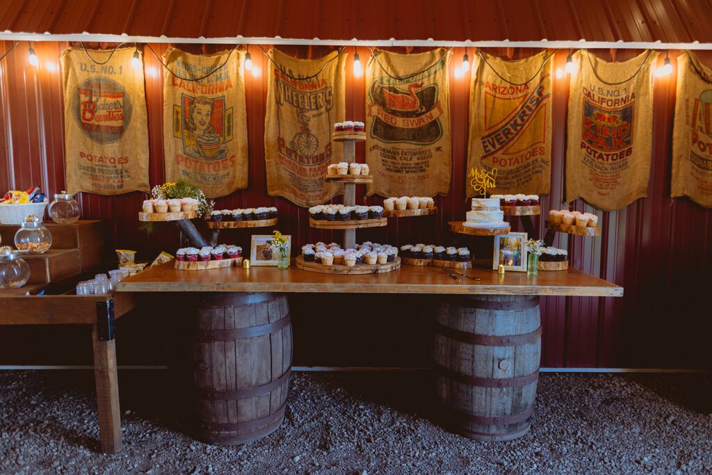Dessert table at Pondview Farm wedding venue in Cambridge Minnesota