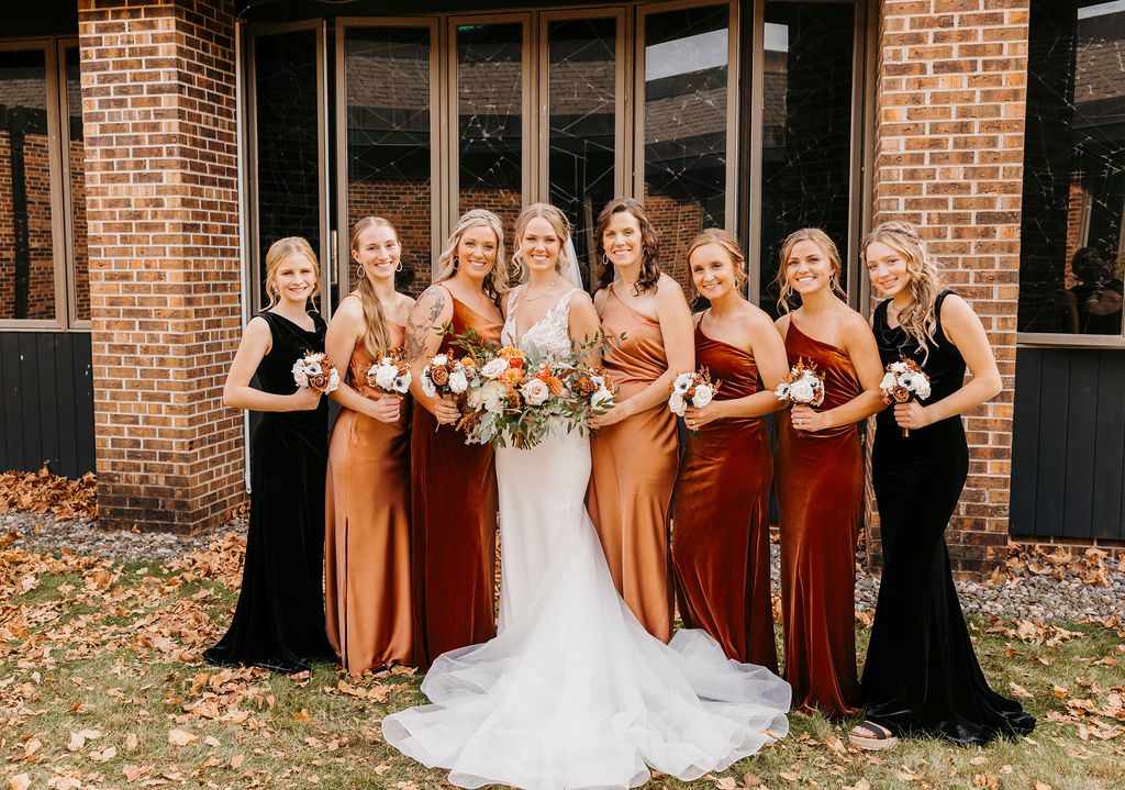 Bridal party at The Condensery wedding venue in Osseo Wisconsin