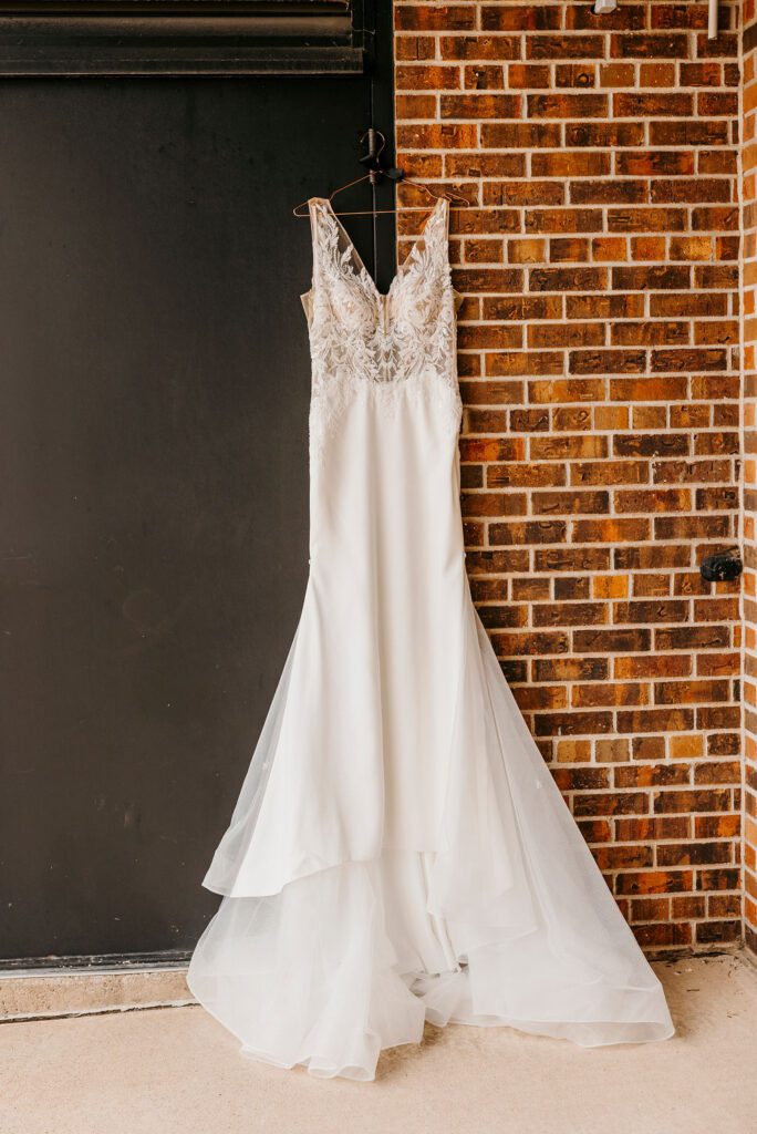 Wedding dress at The Condensery wedding venue in Osseo Wisconsin