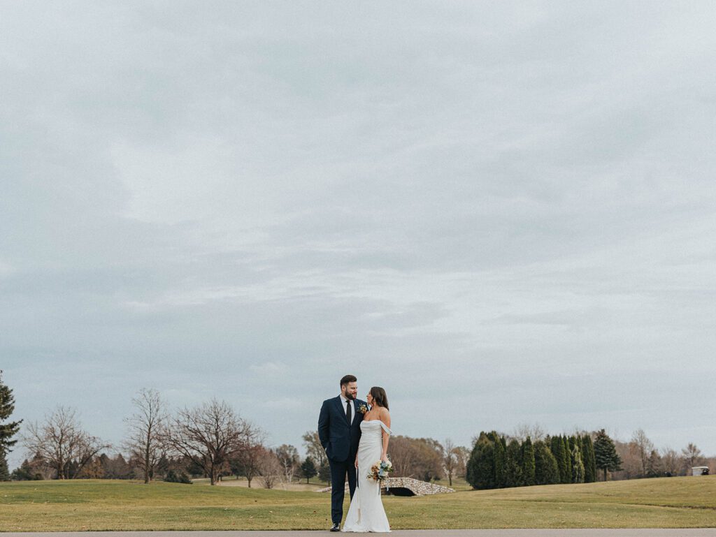 Bride and groom at Wexford at Emerald Greens wedding venue in Hastings Minnesota