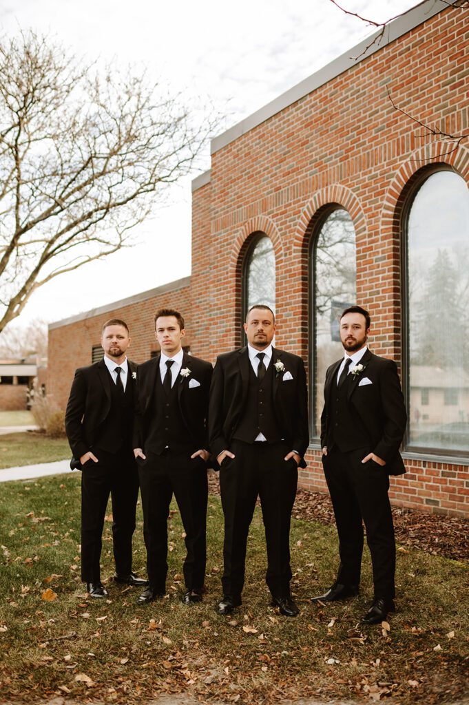 Groomsmen at Brackett's Crossing country club in Lakeville Minnesota