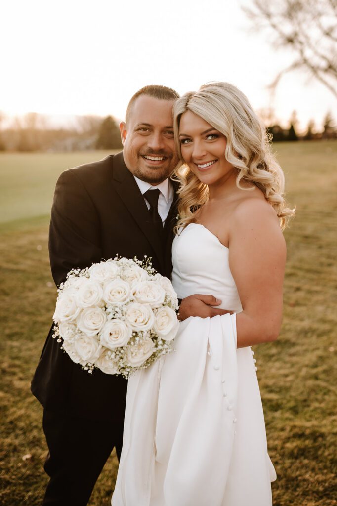 Bride and groom at Brackett's Crossing country club wedding venue in Lakeville Minnesota