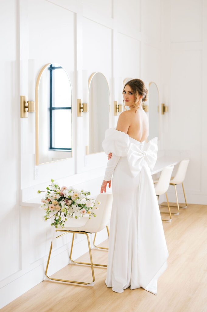 Bride getting ready at White & Sable wedding venue in Ham Lake Minnesota