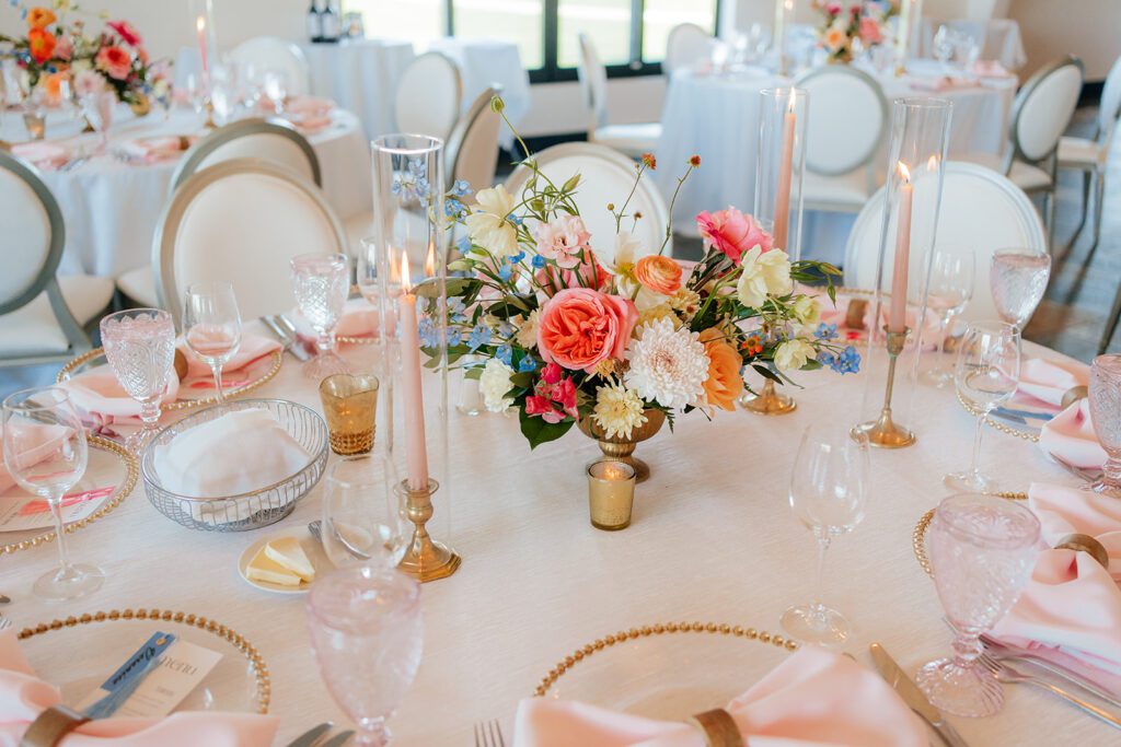 Table centerpieces at Edward Anne Estate at Bavaria Downs