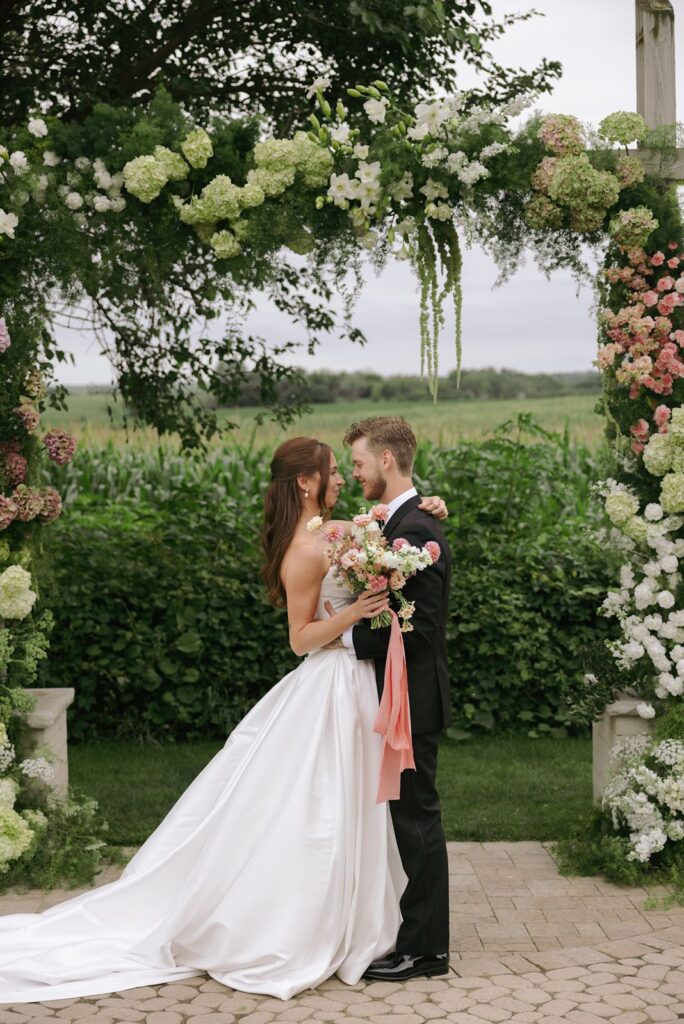 Wedding ceremony at Legacy Hill Farm wedding venue in Welch Minnesota