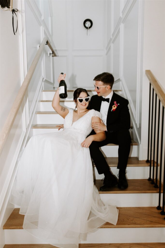 Bride and groom at Belle Ame Vineyard wedding venue in River Falls Wisconsin