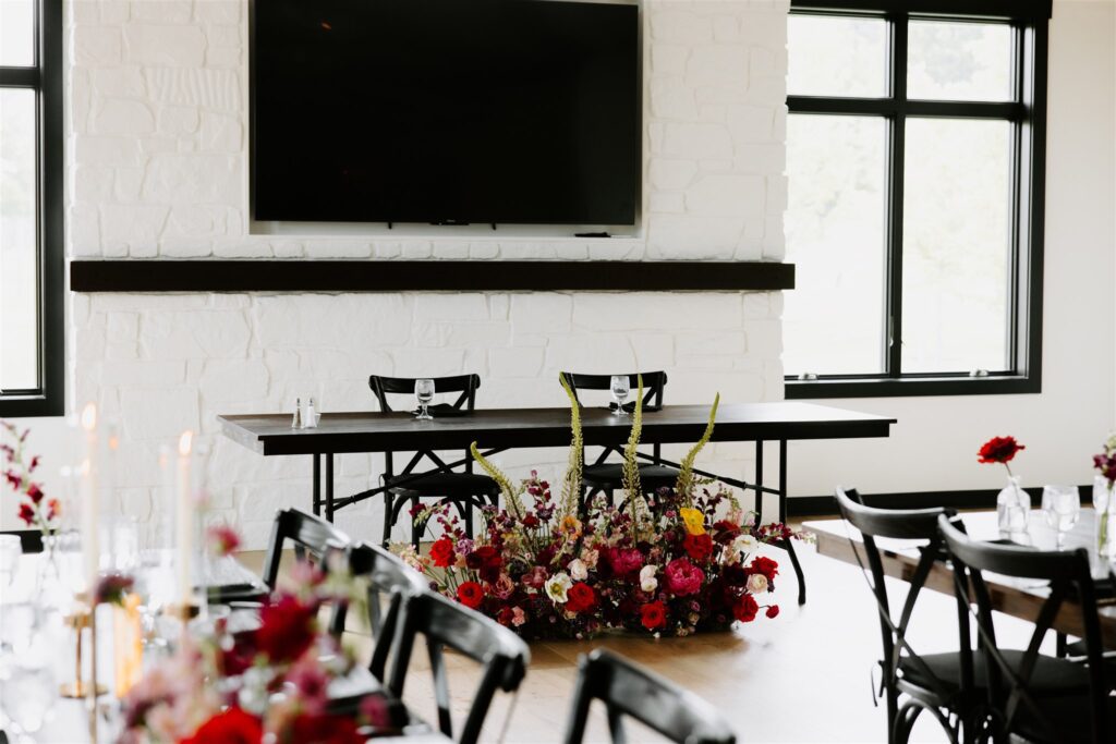 Sweetheart table at Belle Ame Vineyard wedding venue in River Falls Wisconsin