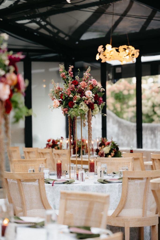 Centerpieces at Woodland Glasshaus Wedding at Bavaria Downs in Chaska Minnesota